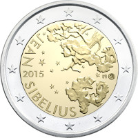 Jean Sibelius kahden euron erikoisrahaan Jean Sibelius kahden euron erikoisrahaan