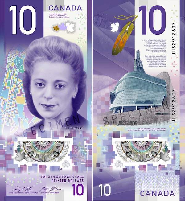 Kanadan kymmenen dollaria vuoden 2018 setelivoittaja