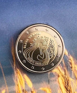 Virolta kahden euron raha Ukrainan kunniaksi